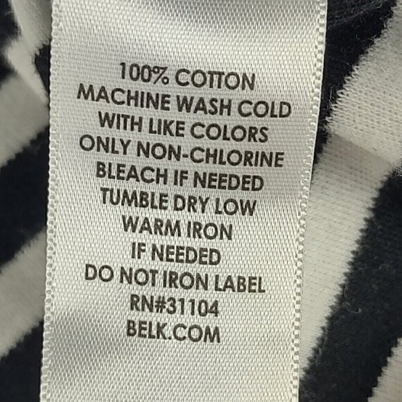 Kim Rogers Black, White Stripe Soft 100% Cotton 3/4 Sleeve Top Blouse Size PXL - Picture 12 of 12